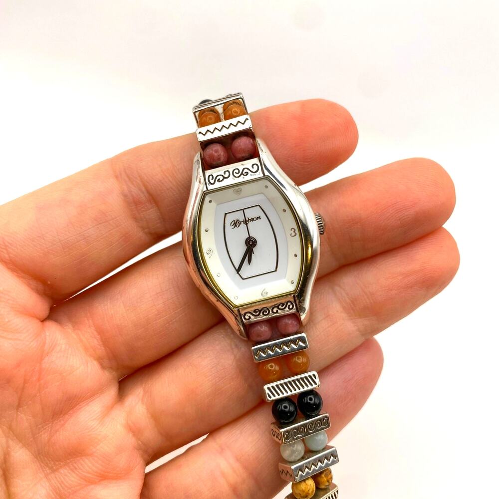 Brighton Bergamo Silver Plated Gemstone Watch New Battery Works Vintage MSRP 125